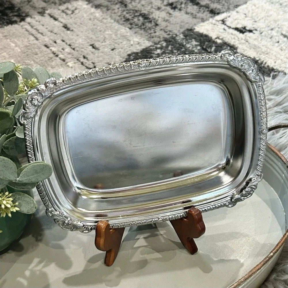 Vintage Shelton-Ware Hollywood Regency Silver Cocktail Appetizer Relish Tray USA